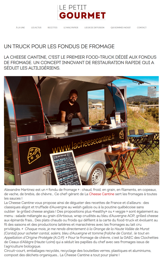 Article dans LE PETIT GOURMET MAGAZINE, octobre 2018