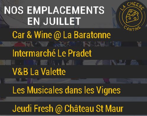 Nos emplacements de juillet 2020